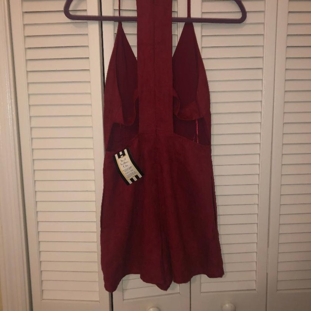 Red Backless Romper - Picture 2 of 3